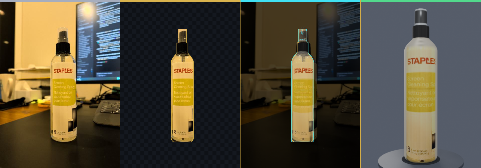 4-Panel Real Reference vs Foreground Cutout vs 50/50 Overlay vs 3D Blender Render